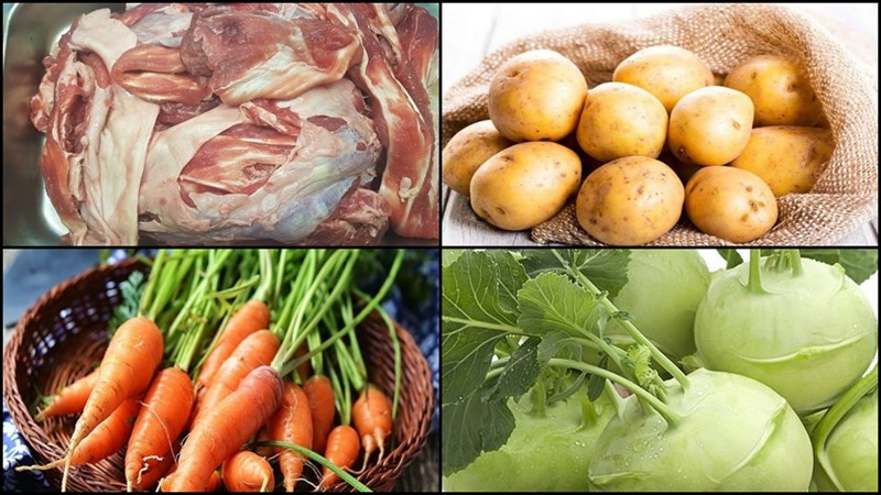 Nguyên liệu món ăn gân bò hầm khoai tây cà rốt