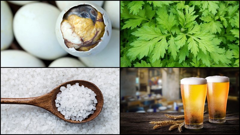 Nguyên liệu món ăn trứng vịt lộn hấp bia, rau răm