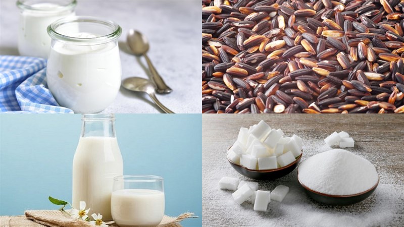 Nguyên liệu món ăn sữa chua nếp cẩm