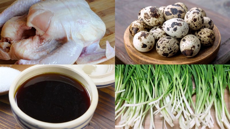 Nguyên liệu món ăn gà kho trứng cút