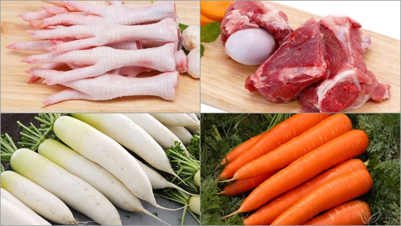 Nguyên liệu món ăn nui giò heo và nui xương heo