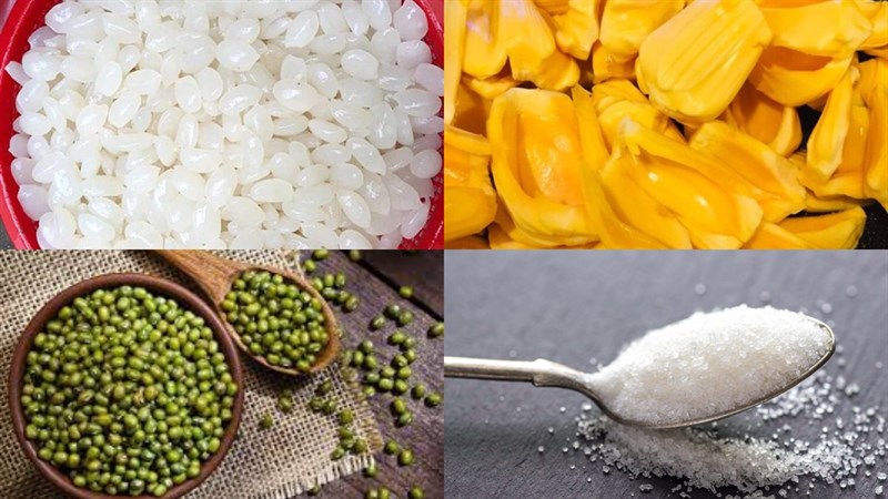 Nguyên liệu món ăn chè mít đát với hạt é, chè mít đát với đậu xanh, mít đát với thơm (dứa)