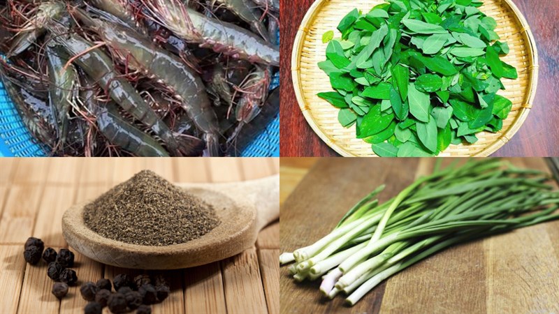 Nguyên liệu món ăn canh rau ngót với tôm