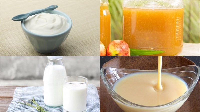 Nguyên liệu món ăn sữa chua đào hũ, sữa chua đào bịch