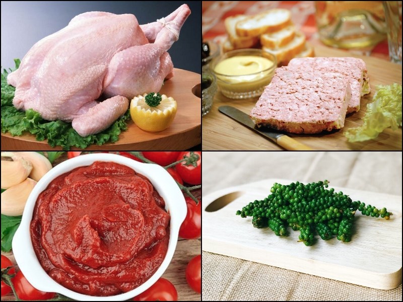 Nguyên liệu món ăn gà nấu tiêu xanh