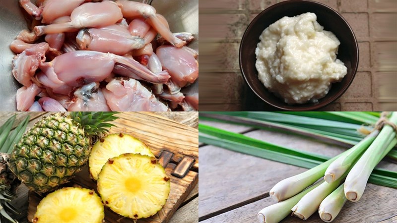 Nguyên liệu món ăn lẩu ếch lá giang và lẩu ếch cơm mẻ