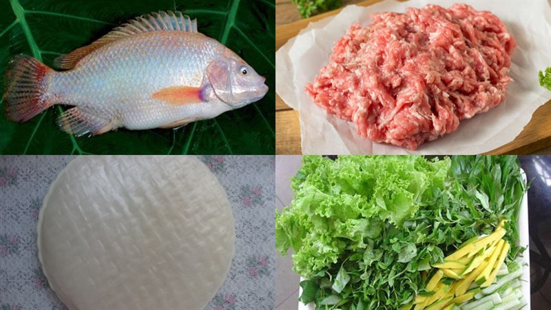 Nguyên liệu món ăn cách làm cá diêu hồng hấp cuốn bánh tráng