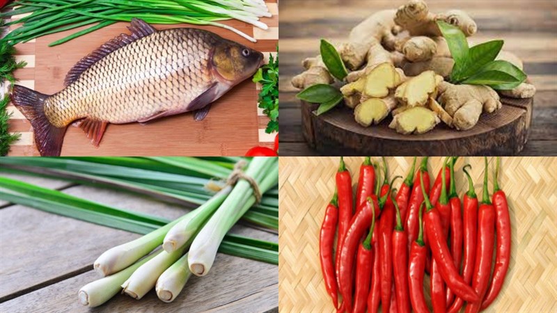 Nguyên liệu món ăn cá chép kho gừng