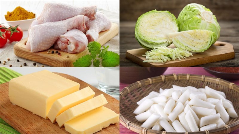 Nguyên liệu món ăn gà nấu cay hàn quốc