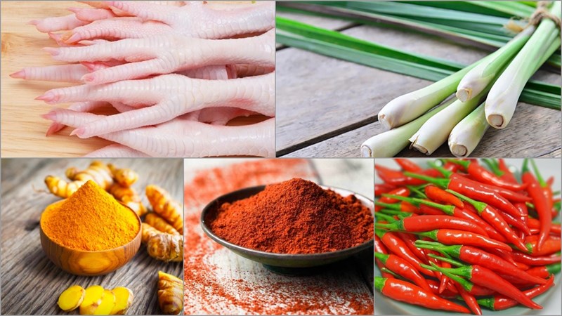 Nguyên liệu món ăn 2 cách làm chân gà kho cay và sả ớt