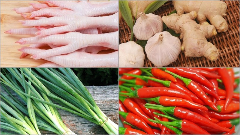 Nguyên liệu món ăn 2 cách làm chân gà kho cay và sả ớt