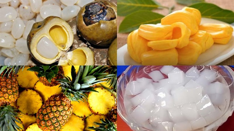 Nguyên liệu món ăn chè mít đát với hạt é, chè mít đát với đậu xanh, mít đát với thơm (dứa)