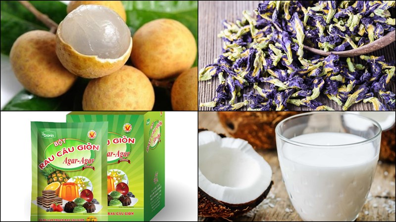 Nguyên liệu món ăn rau câu nhãn đậu biếc