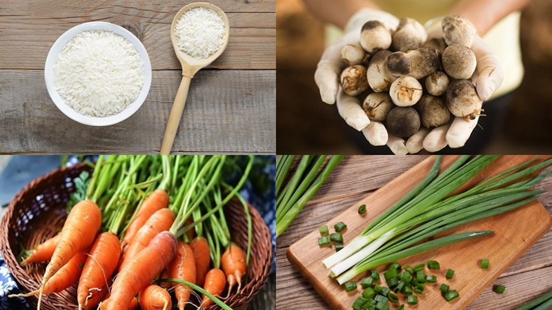 Nguyên liệu món ăn cháo nấm rơm