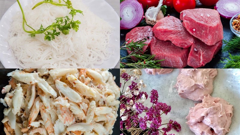 Nguyên liệu món ăn bún bò chả cua
