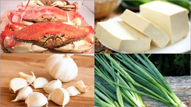Nguyên liệu món ăn 2 cách làm đậu hũ non xào tôm và xào thịt cua