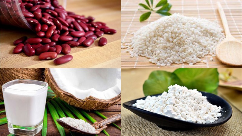 Nguyên liệu món ăn chè đậu đỏ với nếp