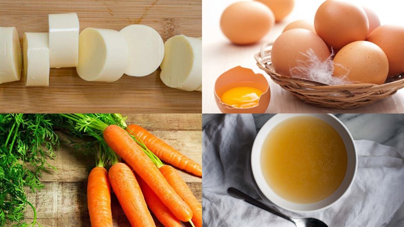 Nguyên liệu món ăn đậu hũ non hấp trứng, thịt bằm
