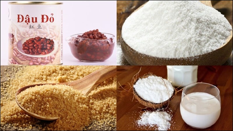 Nguyên liệu món ăn chè đậu đỏ bột nếp