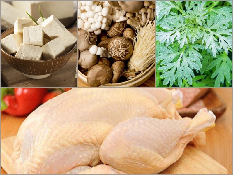 Nguyên liệu món ăn lẩu gà ngải cứu