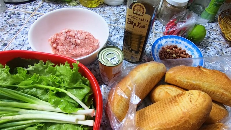 Nguyên liệu món ăn bánh mì hấp thịt băm