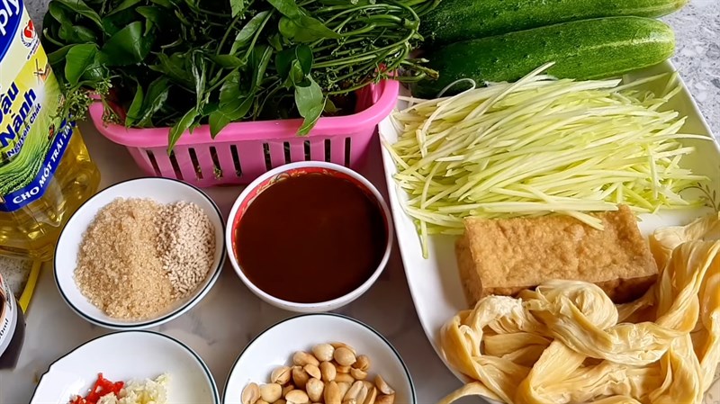 Nguyên liệu món ăn gỏi sầu đâu chay