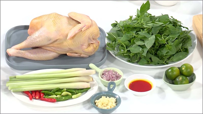 Nguyên liệu món ăn gà hấp lá é