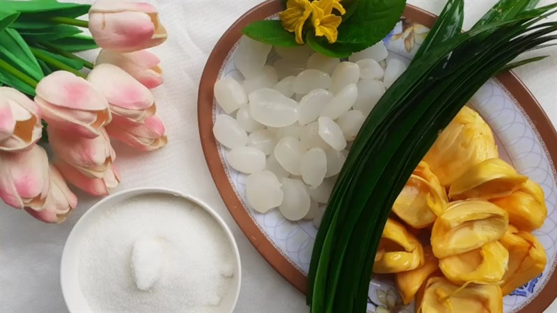 Nguyên liệu món ăn chè mít đát với hạt é, chè mít đát với đậu xanh, mít đát với thơm (dứa)