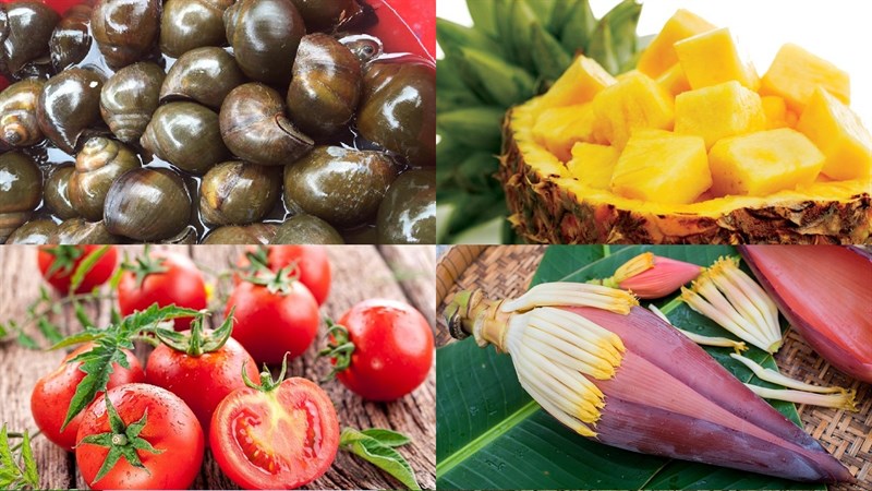 Nguyên liệu món ăn lẩu ốc bươu chuối đậu, lẩu ốc bưu chua cay