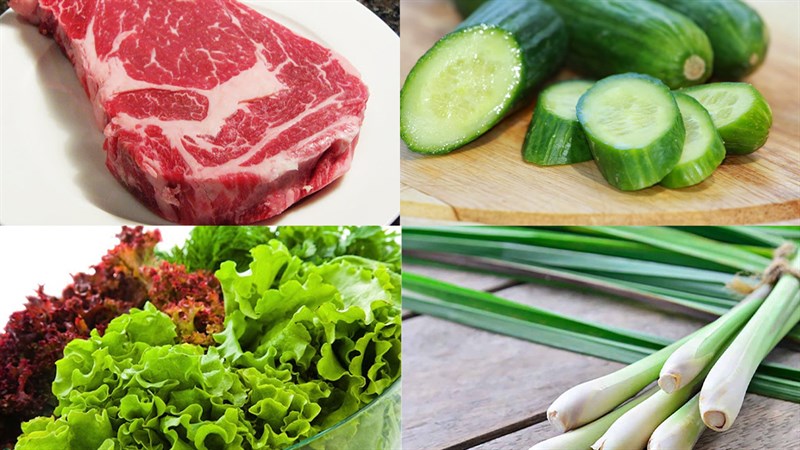 Nguyên liệu món ăn 2 cách làm gỏi cuốn thịt bò nướng và xào sả