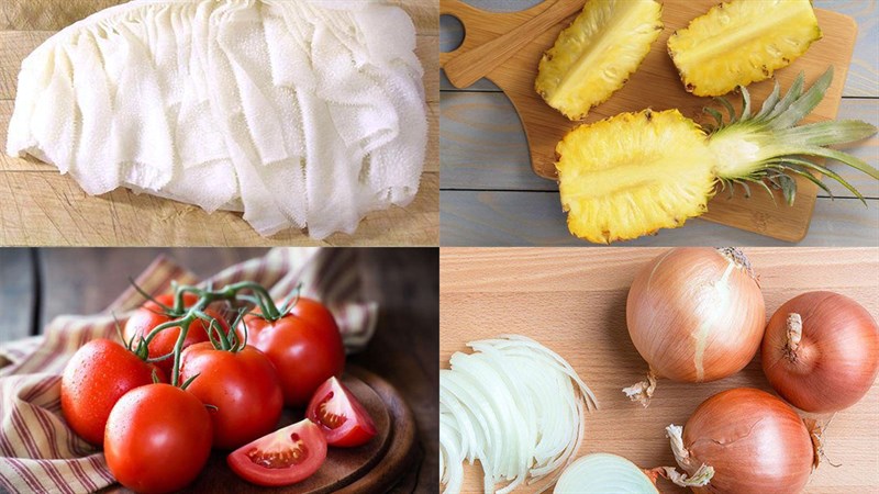 Nguyên liệu món ăn lòng bò xào dứa