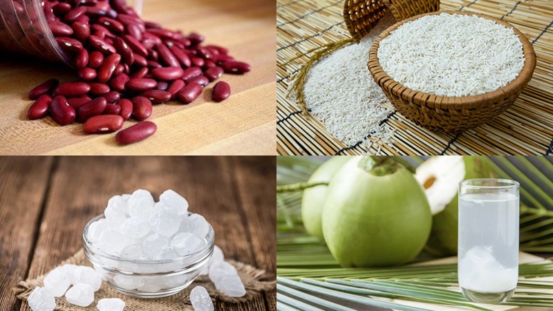 Nguyên liệu món ăn chè đậu đỏ với nếp