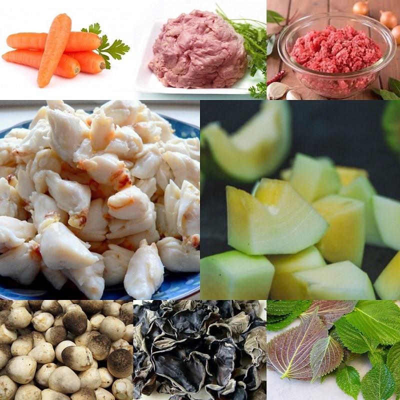 Nguyên liệu món ăn canh đu đủ viên cua