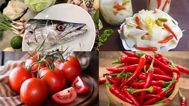 Nguyên liệu món ăn 2 cách nấu canh chua đầu cá thu