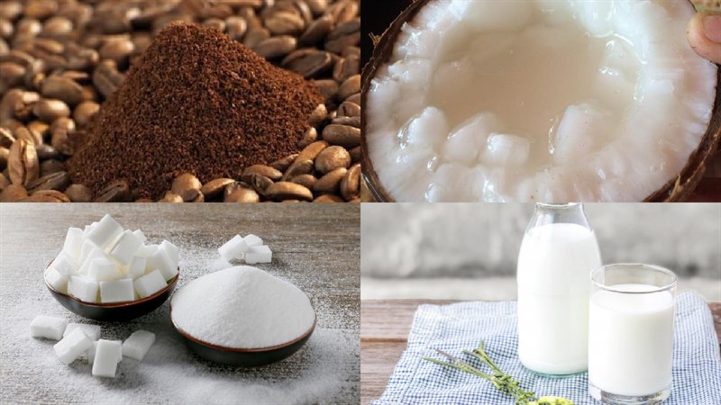 Nguyên liệu món ăn sinh tố dừa cà phê