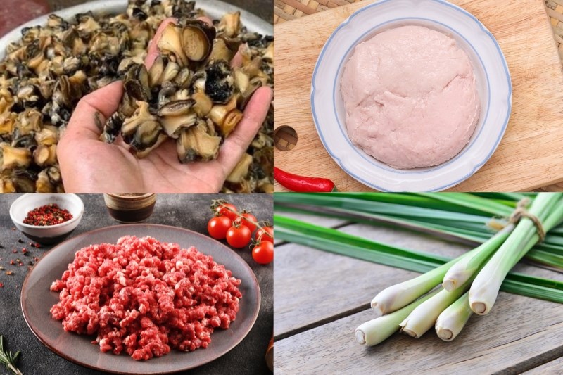 Nguyên liệu món ăn ốc bươu nhồi thịt