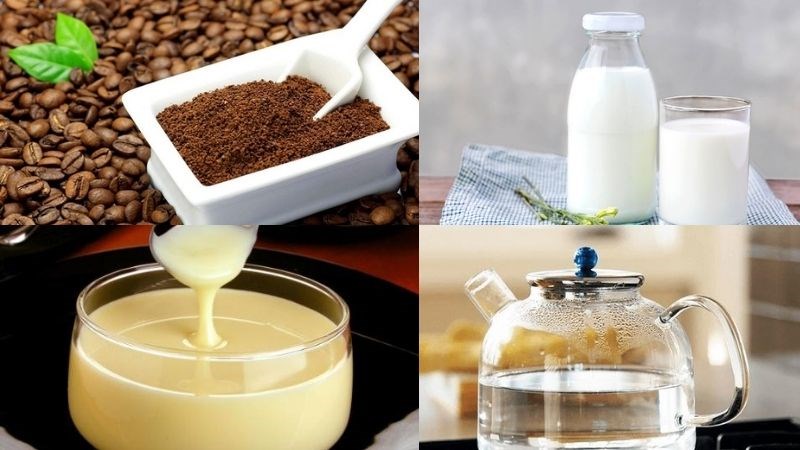Nguyên liệu món ăn cà phê nước cốt dừa và cà phê sữa tươi