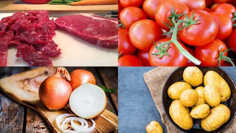 Nguyên liệu món ăn thịt bò xào thập cẩm