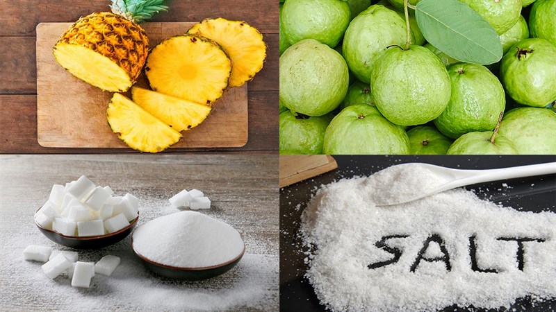 Nguyên liệu món ăn nước ép ổi dứa