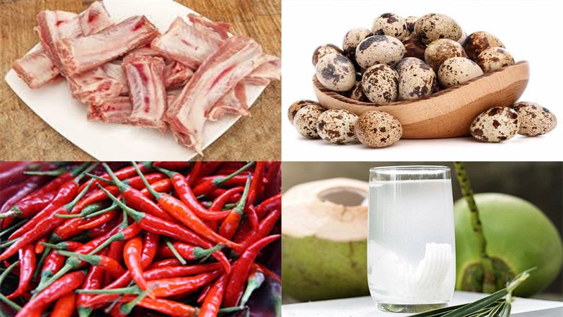 Nguyên liệu món ăn sườn kho trứng cút