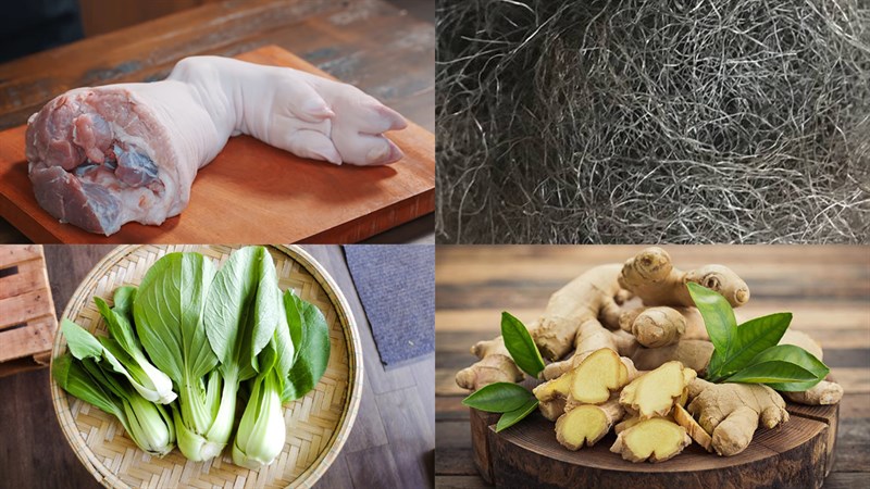 Nguyên liệu món ăn chân giò hầm hạt dẻ và hầm tóc tiên