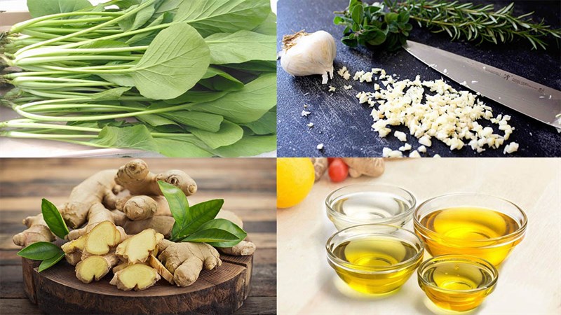 Nguyên liệu món ăn cải ngọt xào tỏi