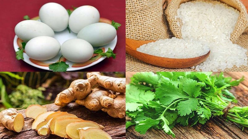Nguyên liệu món ăn cháo trứng vịt lộn