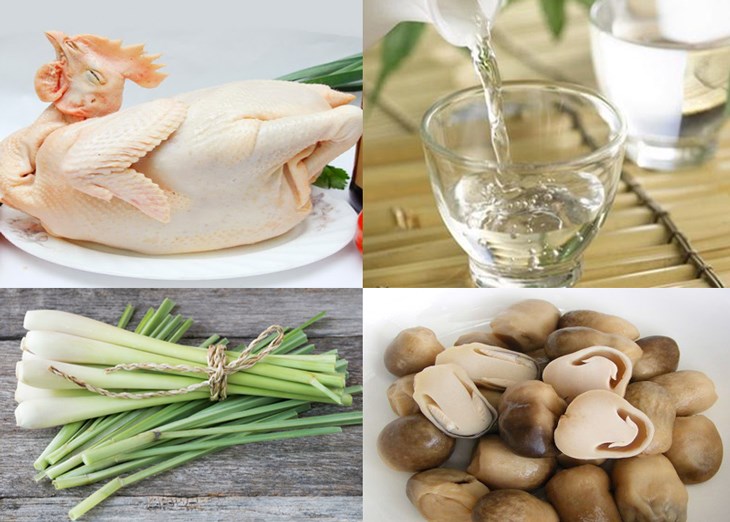 Nguyên liệu món ăn gà hấp rượu