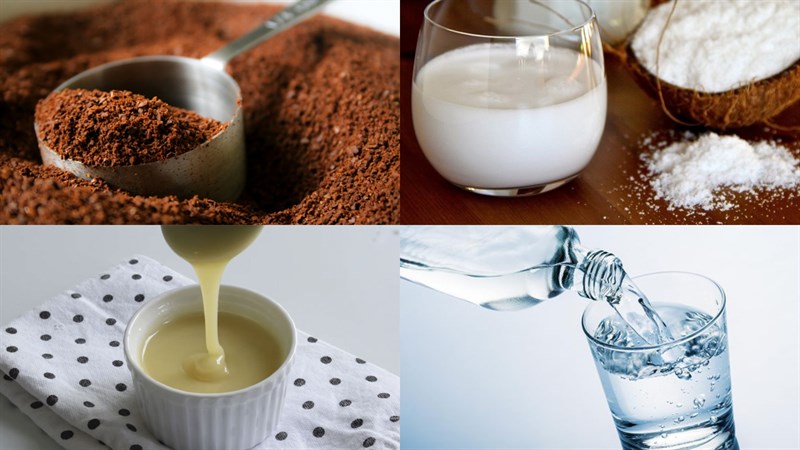 Nguyên liệu món ăn cà phê nước cốt dừa và cà phê sữa tươi