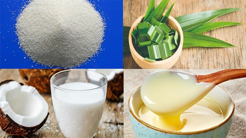 Nguyên liệu món ăn 2 cách làm rau câu lá dứa sữa dừa