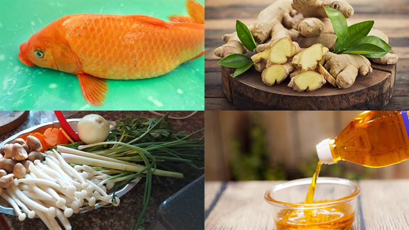 Nguyên liệu món ăn cá chép hấp gừng