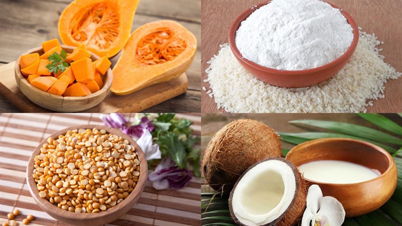 Nguyên liệu món ăn chè bí đỏ đậu xanh