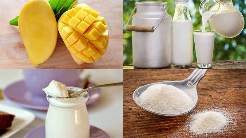 Nguyên liệu món ăn thạch xoài sữa chua