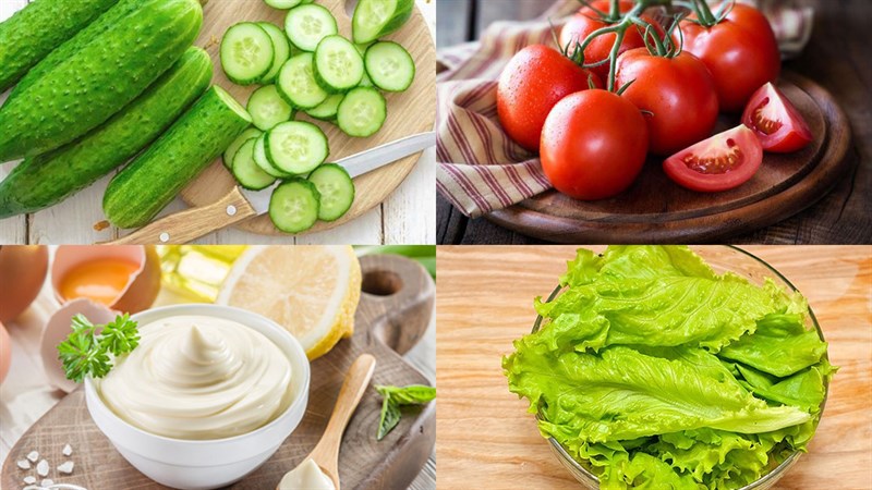Nguyên liệu món ăn 2 cách làm salad dưa chuột cà chua sốt mayonnaise